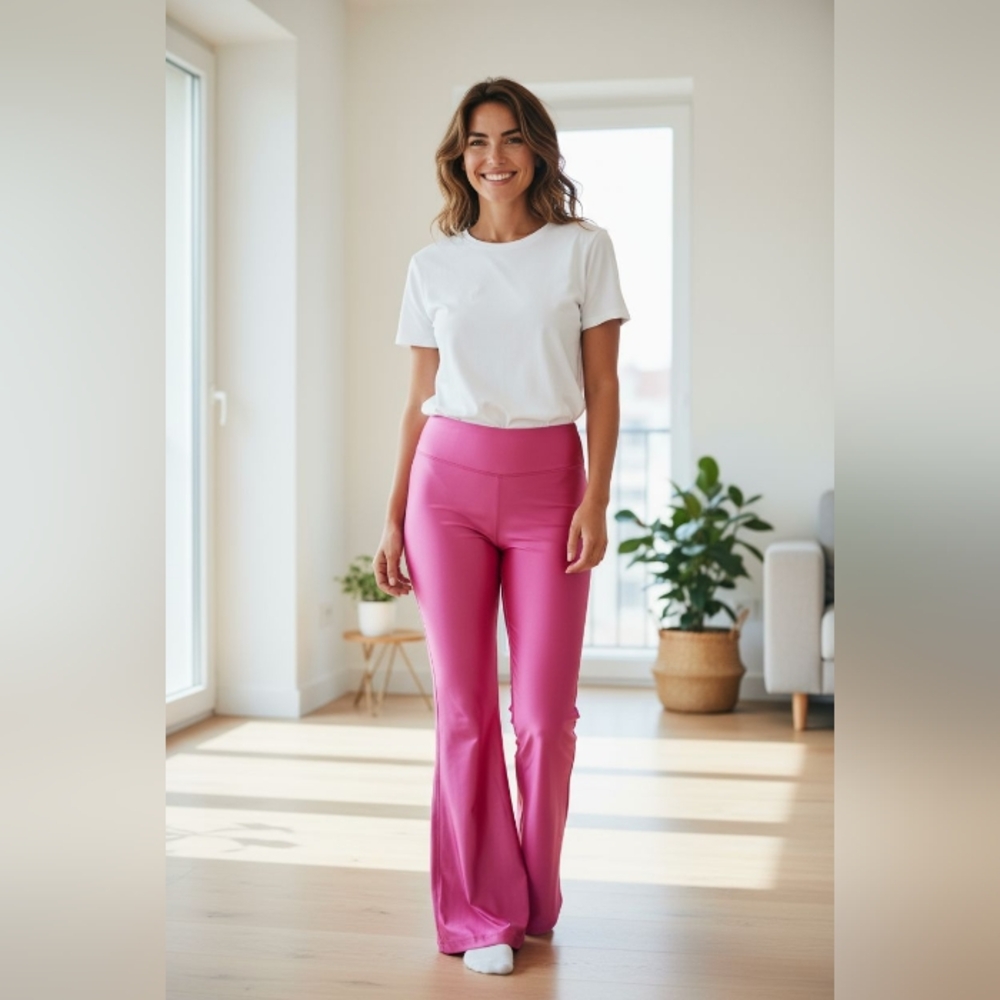 90 Degrees Women's Pink Flared Pants